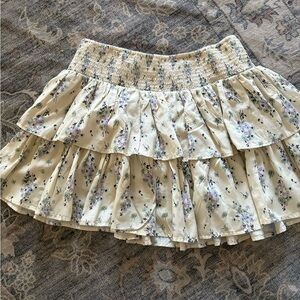 Aerie Cream Floral layered  Skirt